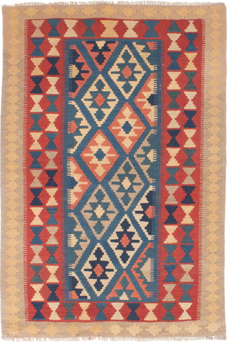 Persian Rug Kilim Fars 5'0"x3'4" 5'0"x3'4", Persian Rug Woven by hand