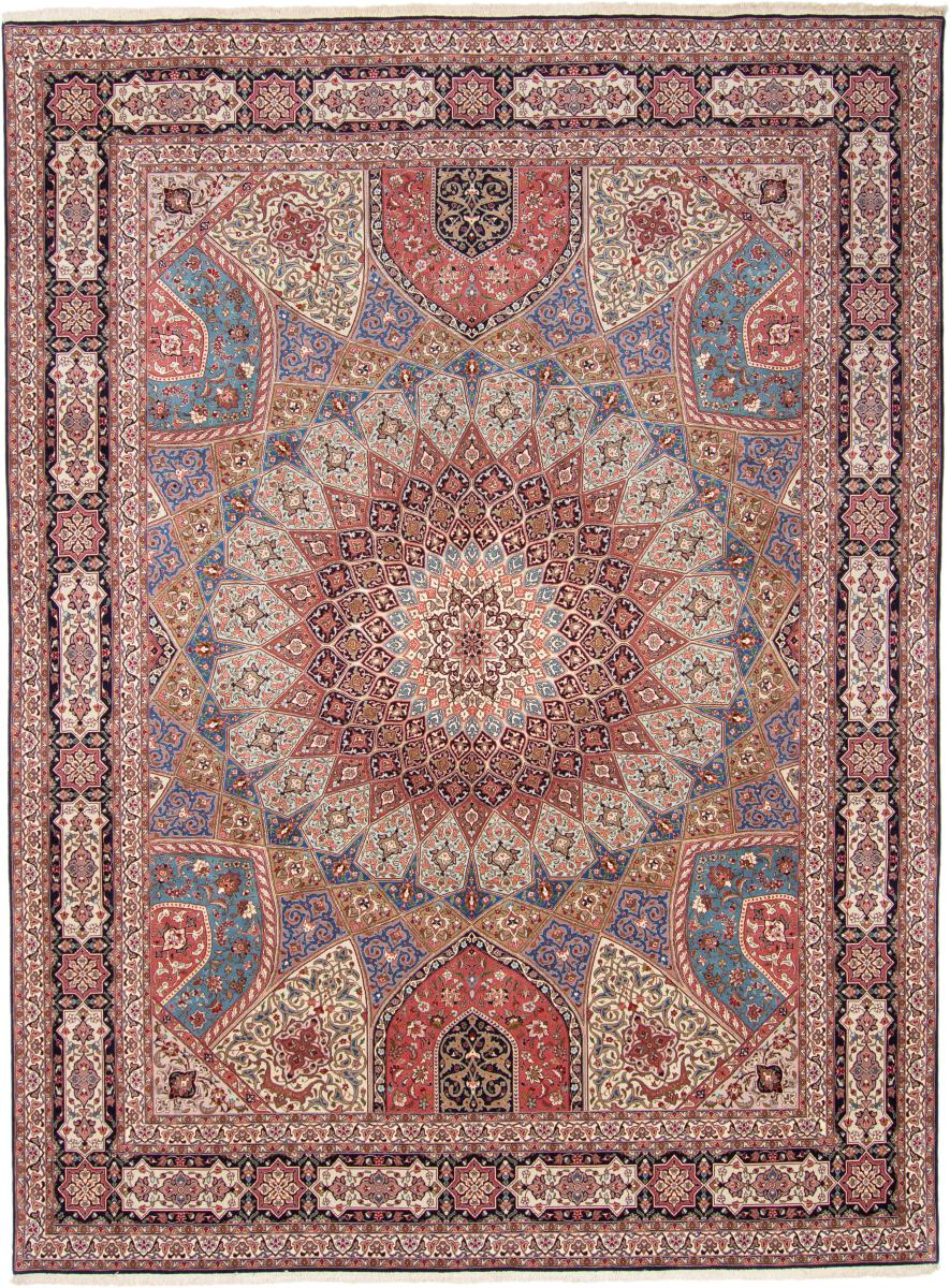 Persian Rug Tabriz 50Raj 13'1"x9'10" 13'1"x9'10", Persian Rug Knotted by hand