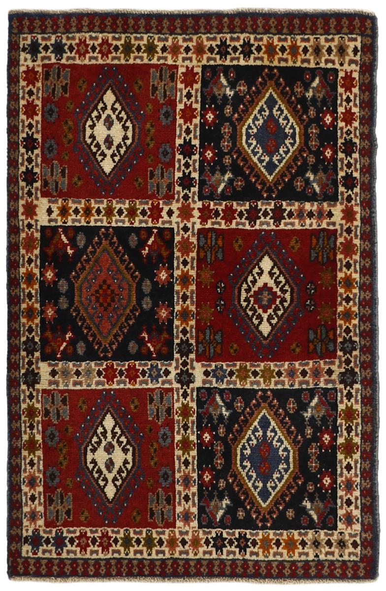 Persian Rug Yalameh 3'2"x2'0" 3'2"x2'0", Persian Rug Knotted by hand