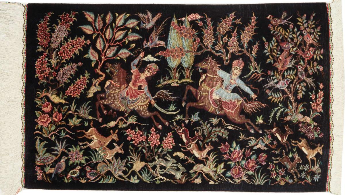 Persialainen matto Ghom Silkki 88x52 88x52, Persialainen matto Solmittu käsin