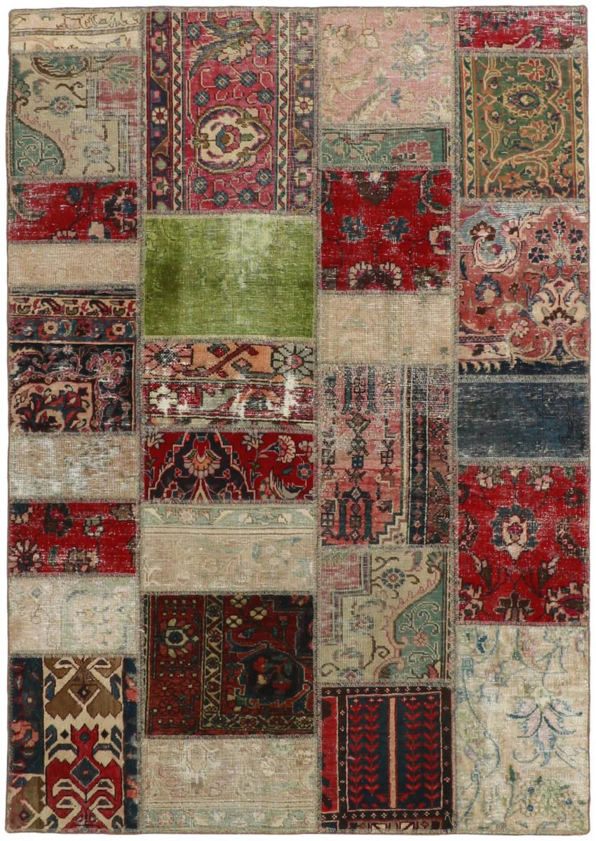  ペルシャ絨毯 パッチワーク 199x143 199x143,  ペルシャ絨毯 手織り