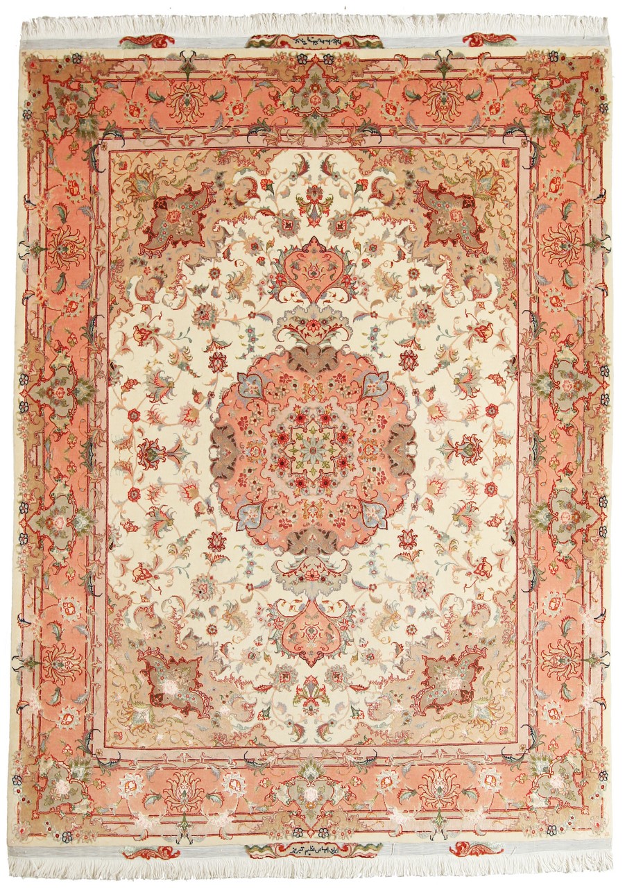  ペルシャ絨毯 タブリーズ 50Raj 6'9"x5'1" 6'9"x5'1",  ペルシャ絨毯 手織り