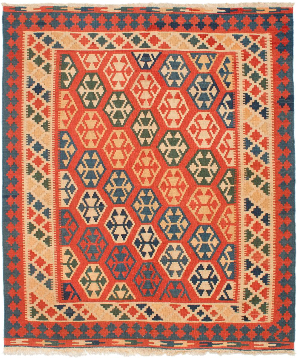 Persian Rug Kilim Fars 5'11"x5'1" 5'11"x5'1", Persian Rug Woven by hand