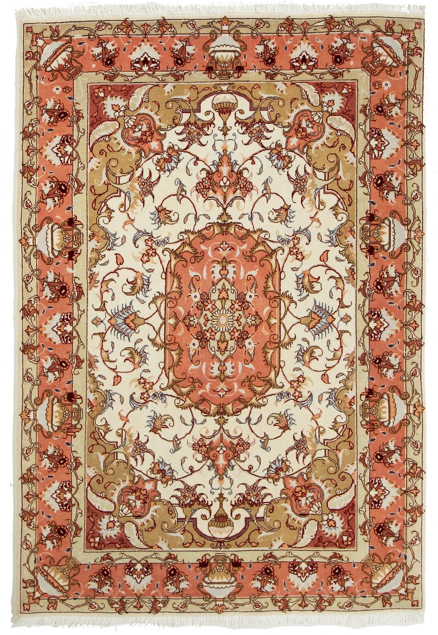 Persian Rug Tabriz 50Raj 4'11"x3'3" 4'11"x3'3", Persian Rug Knotted by hand
