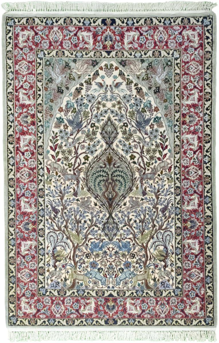 Tappeto persiano Isfahan Ordito in Seta 5'5"x3'8" 5'5"x3'8", Tappeto persiano Annodato a mano