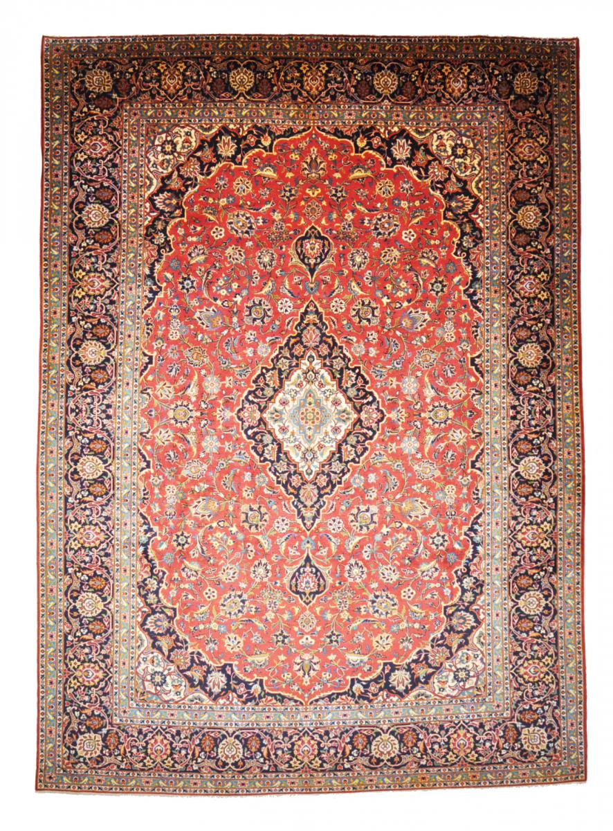 Persian Rug Keshan 12'8"x9'1" 12'8"x9'1", Persian Rug Knotted by hand
