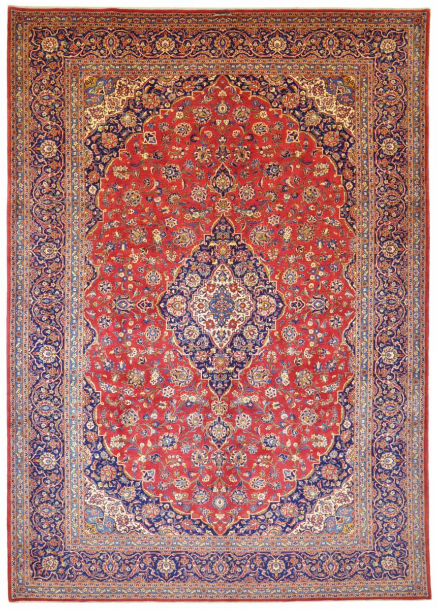 ペルシャ絨毯 カシャン 13'6"x9'7" 13'6"x9'7",  ペルシャ絨毯 手織り