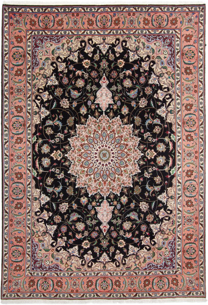 Persian Rug Tabriz 50Raj 9'6"x6'6" 9'6"x6'6", Persian Rug Knotted by hand