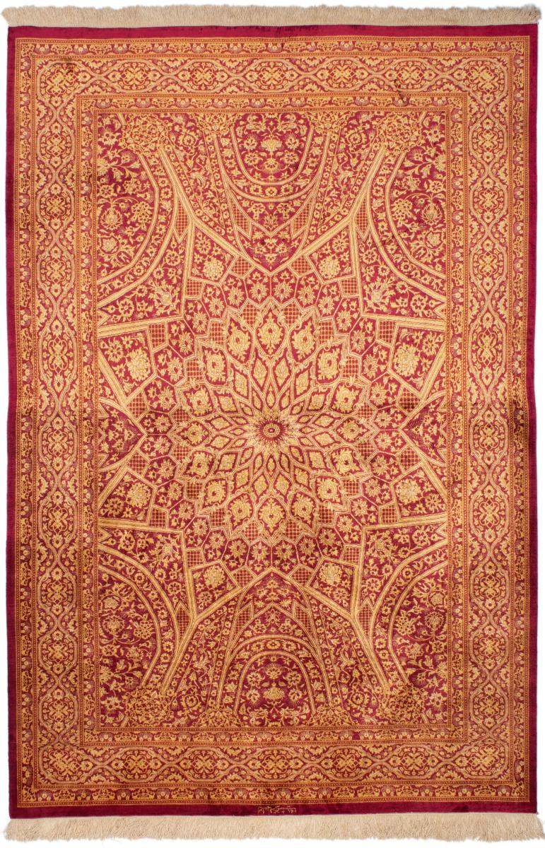  ペルシャ絨毯 クム シルク 6'6"x4'4" 6'6"x4'4",  ペルシャ絨毯 手織り