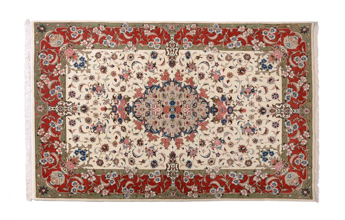 Persian Rug Isfahan Silk Warp 6'11"x4'4" 6'11"x4'4", Persian Rug Knotted by hand