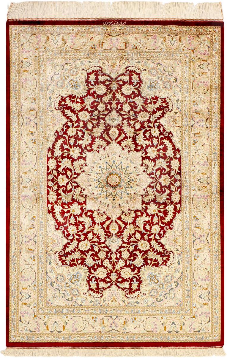 Perzisch tapijt Qum Zijde 148x100 148x100, Perzisch tapijt Handgeknoopte