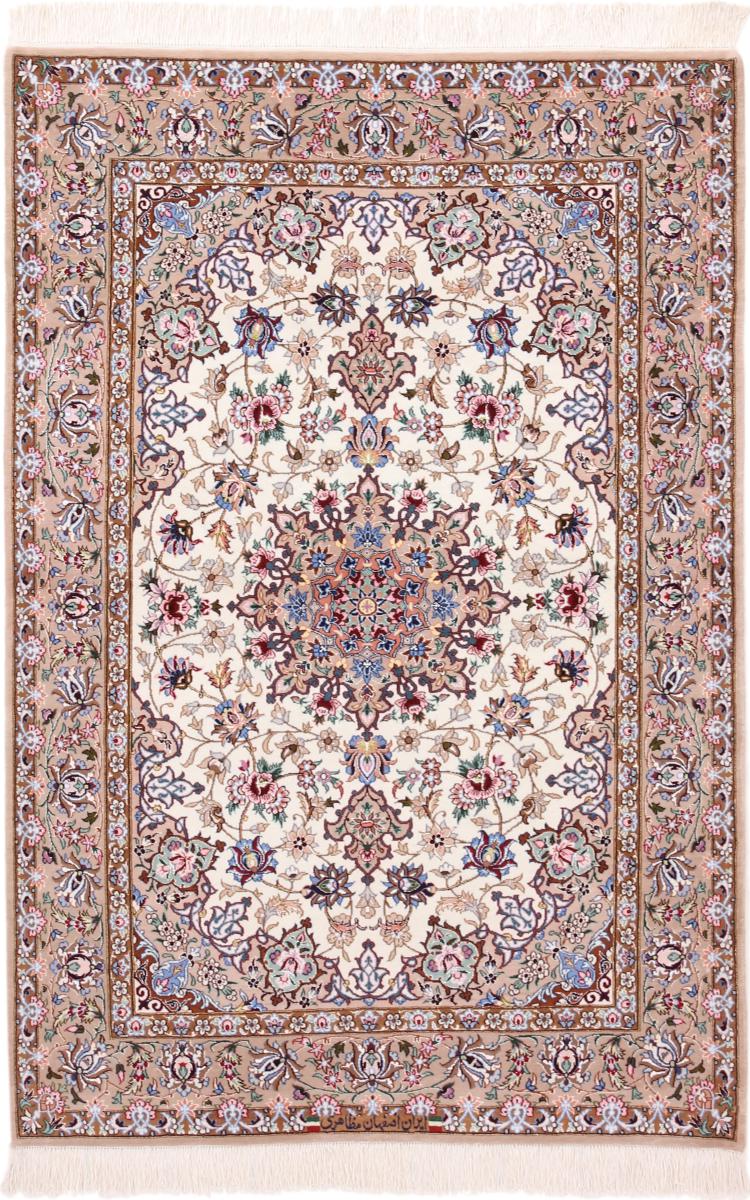 Persian Rug Isfahan Silk Warp 5'4"x3'6" 5'4"x3'6", Persian Rug Knotted by hand