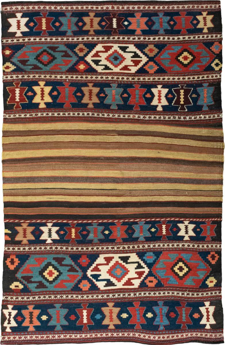 Persian Rug Kilim Fars Ghashghai Antique 5'7"x3'7" 5'7"x3'7", Persian Rug Woven by hand