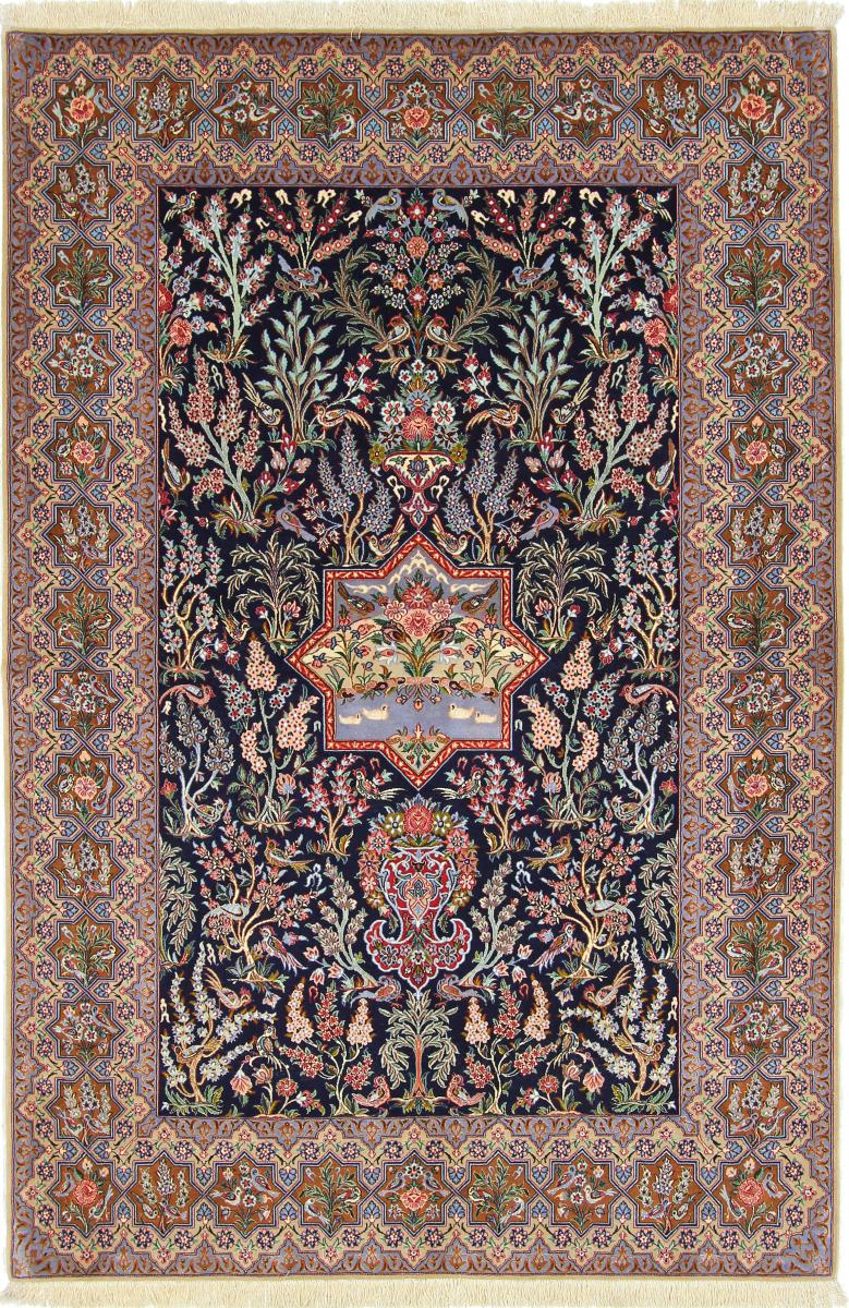 Persian Rug Isfahan Silk Warp 7'9"x5'3" 7'9"x5'3", Persian Rug Knotted by hand