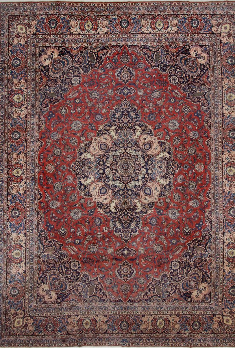 Persian Rug Keshan Antique 14'1"x10'7" 14'1"x10'7", Persian Rug Knotted by hand