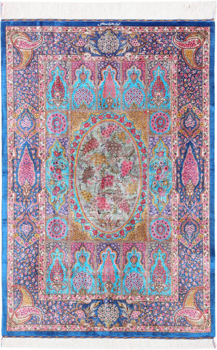 Persian Rug Qum Silk Signed 147x98 147x98, Persian Rug Knotted by hand