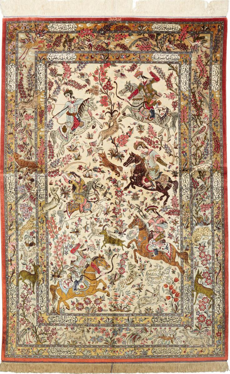 Persialainen matto Ghom Silkki 204x131 204x131, Persialainen matto Solmittu käsin