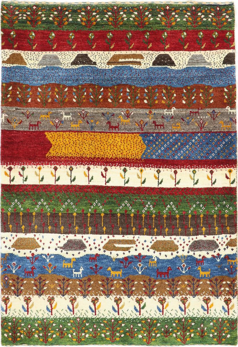 Persisk tæppe Persisk Gabbeh Loribaft Nature 123x84 123x84, Persisk tæppe Knyttet i hånden