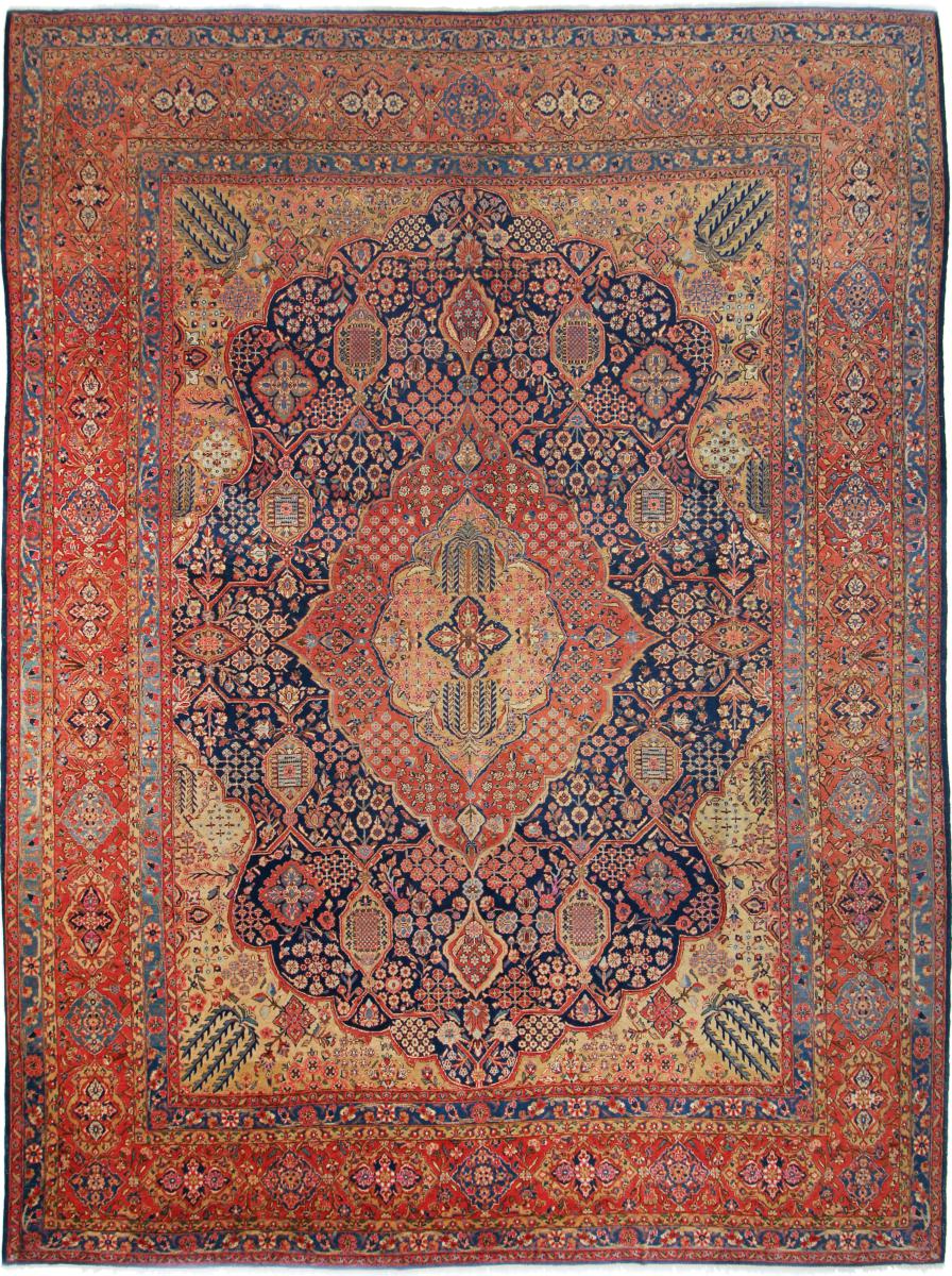 Perzisch tapijt Keshan Antiek 13'9"x10'2" 13'9"x10'2", Perzisch tapijt Handgeknoopte