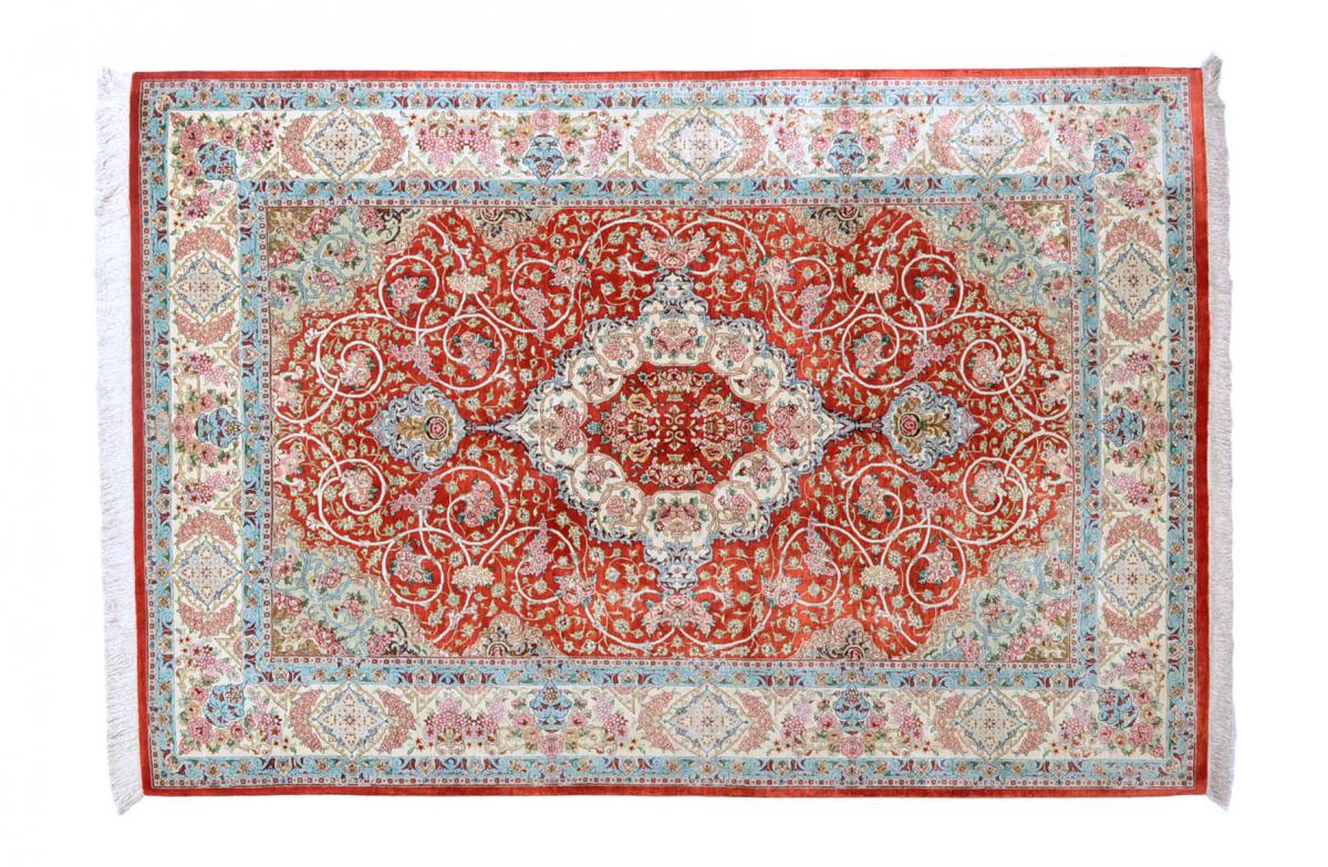 Tapis persan Ghom Soie 200x135 200x135, Tapis persan Noué à la main