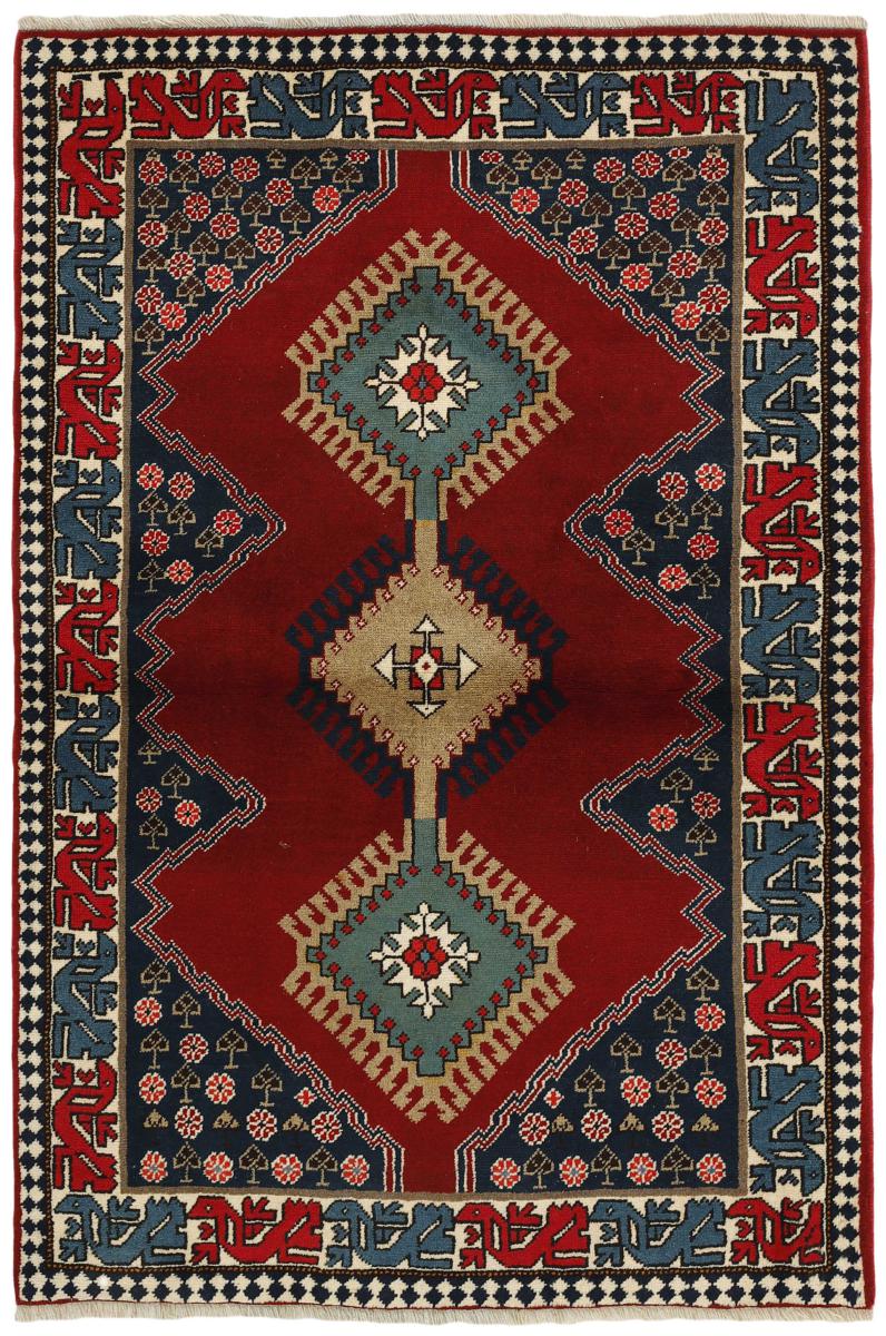  ペルシャ絨毯 ヤラメー 4'9"x3'3" 4'9"x3'3",  ペルシャ絨毯 手織り
