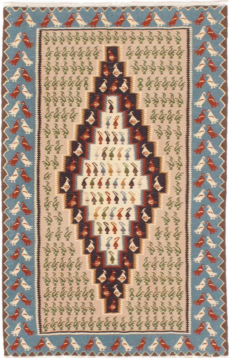  ペルシャ絨毯 キリム Fars 4'8"x3'0" 4'8"x3'0",  ペルシャ絨毯 手織り