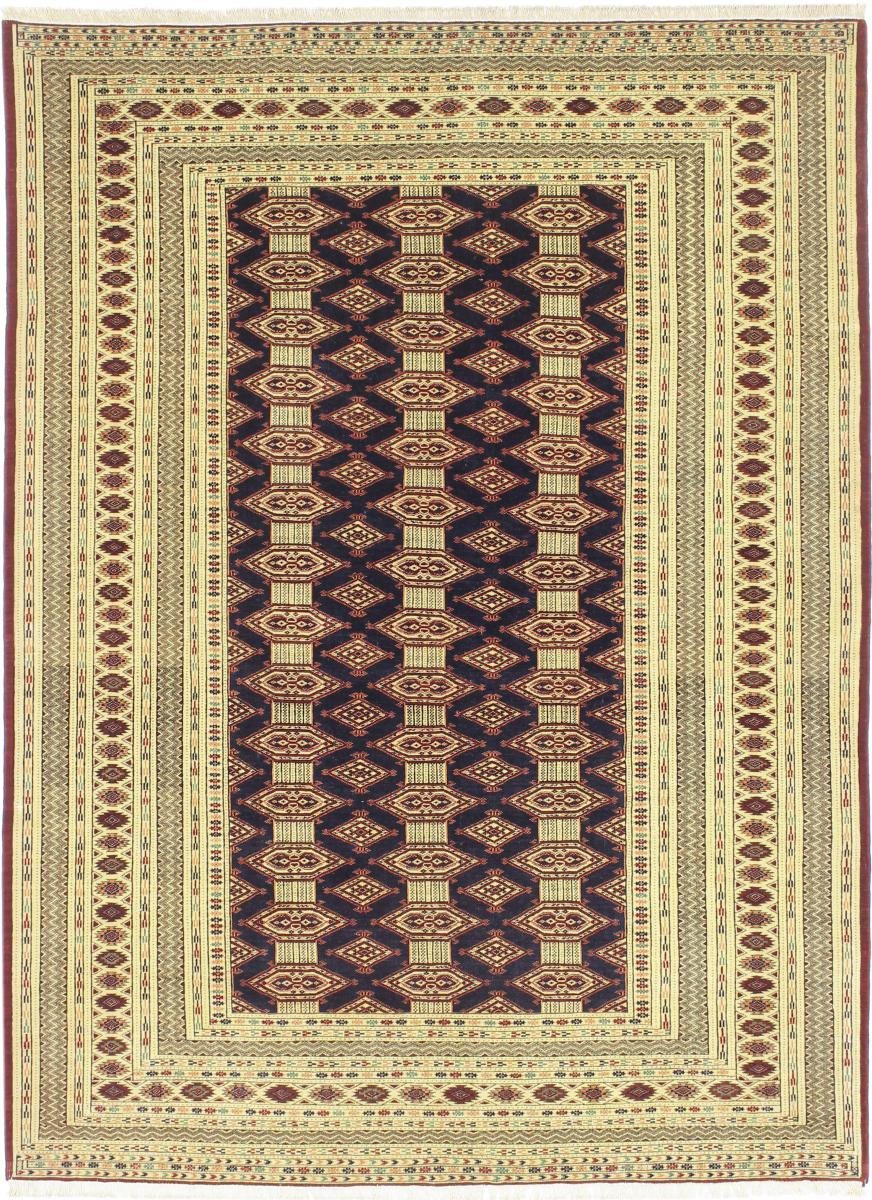 Tapis persan Turkaman Ancien Chaîne de Soie 206x153 206x153, Tapis persan Noué à la main