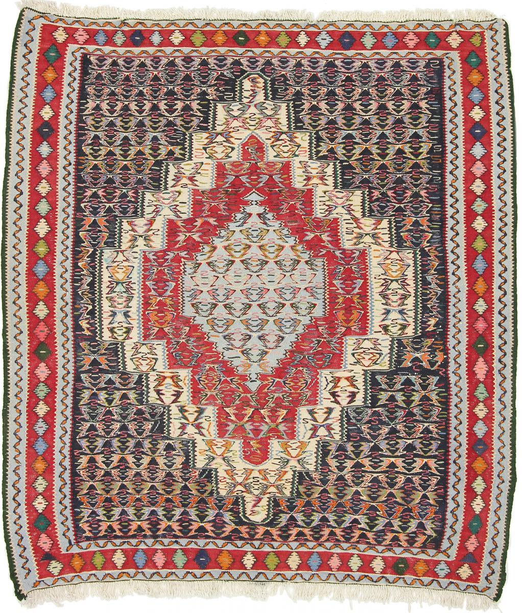 Persian Rug Kilim Senneh 4'10"x4'4" 4'10"x4'4", Persian Rug Knotted by hand