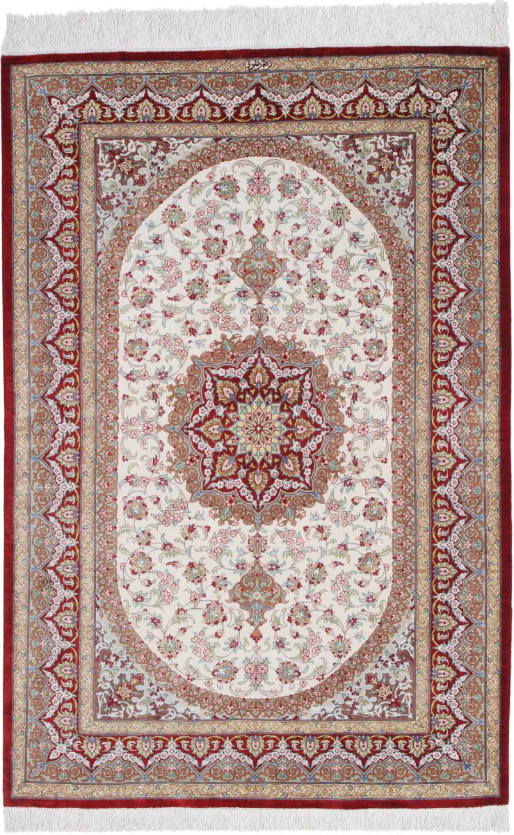  ペルシャ絨毯 クム シルク 151x99 151x99,  ペルシャ絨毯 手織り