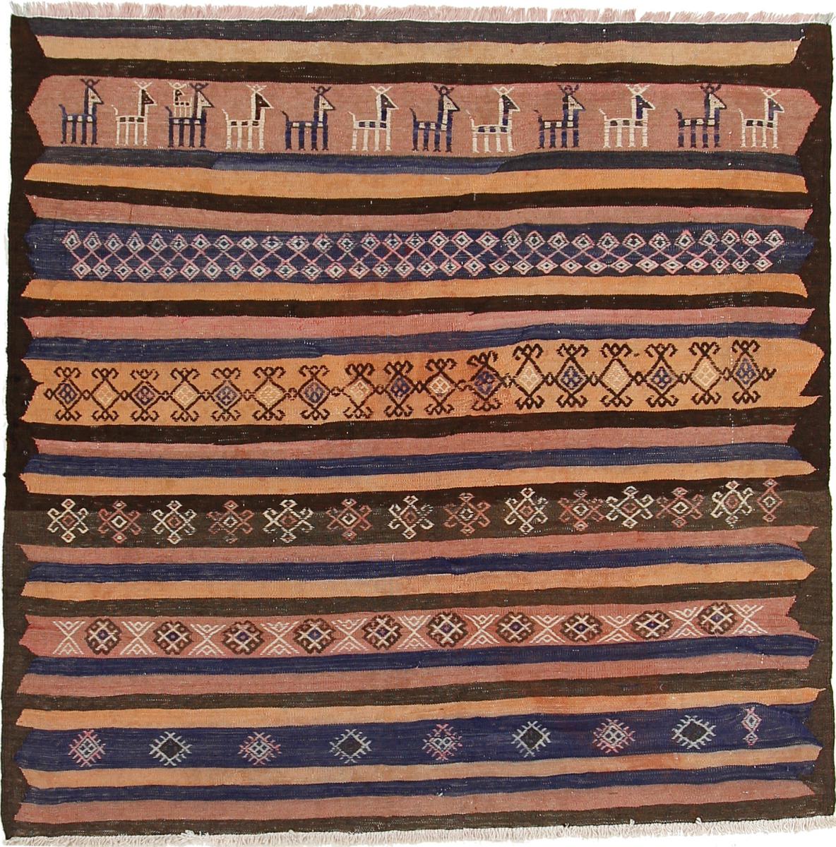 Perserteppich Kelim Fars Azerbaijan Antik 5'5"x5'3" 5'5"x5'3", Perserteppich Handgewebt