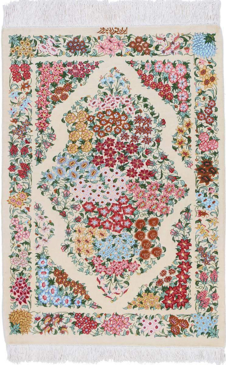 Perzisch tapijt Qum Zijde 96x59 96x59, Perzisch tapijt Handgeknoopte