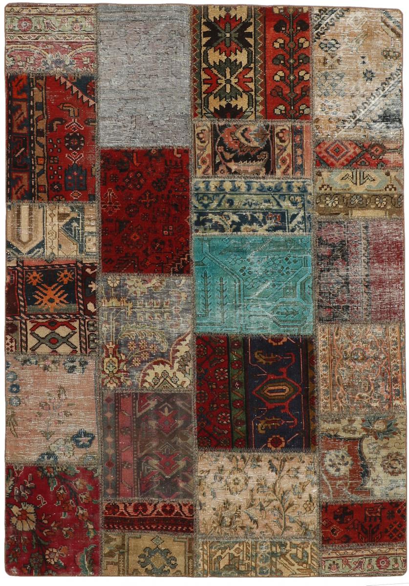 Persisk matta Patchwork 199x141 199x141, Persisk matta Knuten för hand