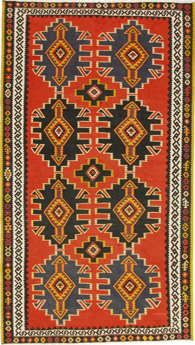 Tapis persan Kilim Fars Azerbaijan Antique 9'9"x5'6" 9'9"x5'6", Tapis persan Tissé à la main