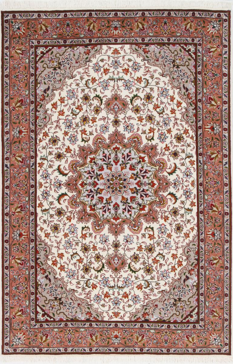 Persian Rug Tabriz 50Raj 5'0"x3'3" 5'0"x3'3", Persian Rug Knotted by hand