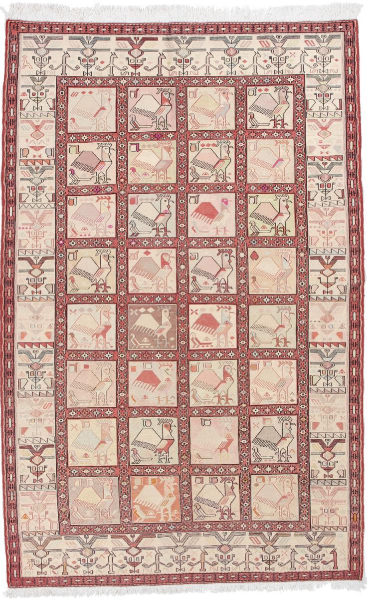 Persialainen matto Kelim Fars Silkki 196x124 196x124, Persialainen matto kudottu