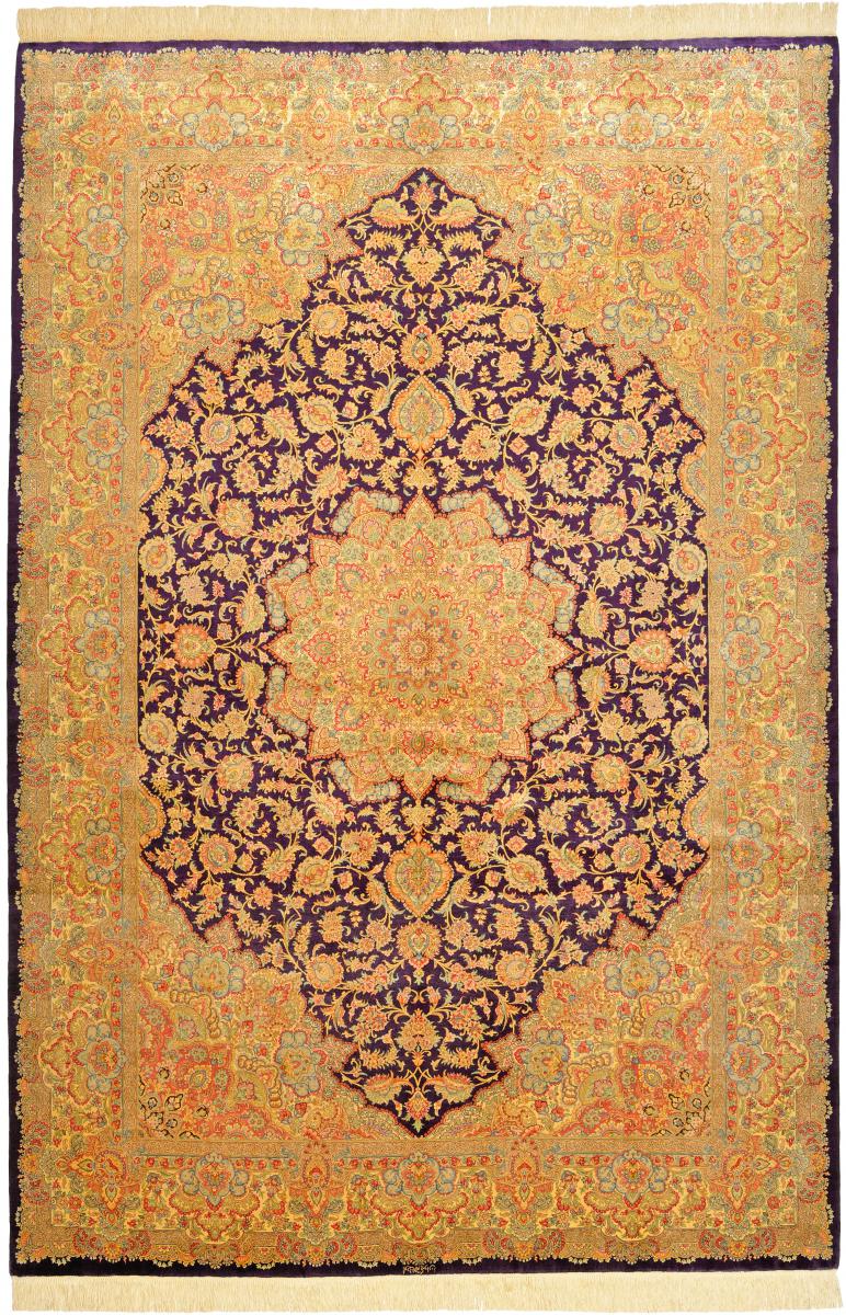 Perzisch tapijt Qum Zijde 302x198 302x198, Perzisch tapijt Handgeknoopte