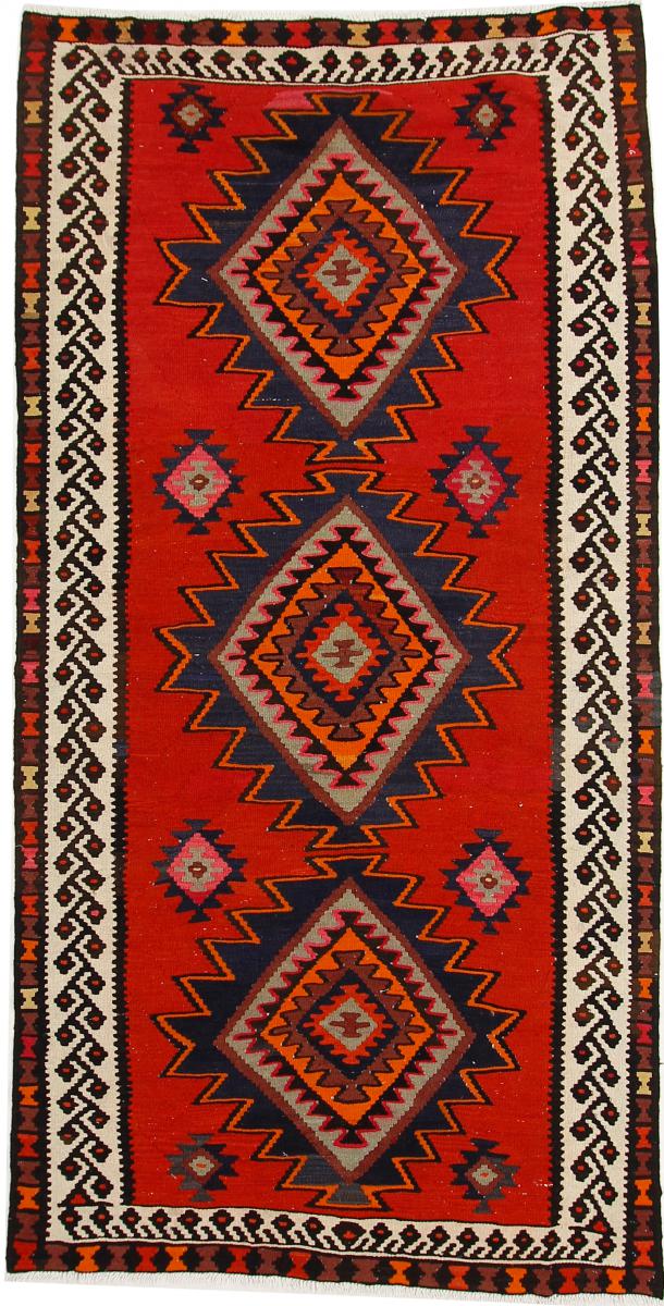 Persian Rug Kilim Fars Azerbaijan Antique 9'2"x4'8" 9'2"x4'8", Persian Rug Woven by hand