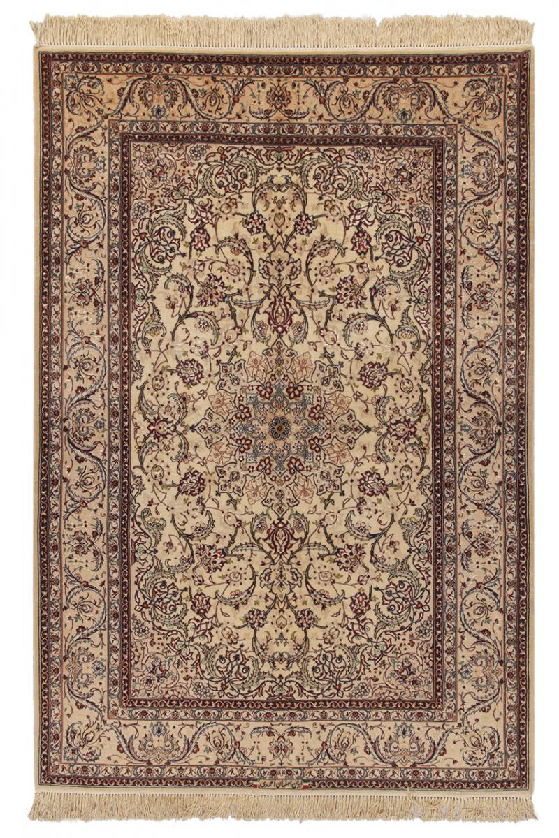 Persian Rug Isfahan Sherkat Silk Warp 7'6"x5'1" 7'6"x5'1", Persian Rug Knotted by hand