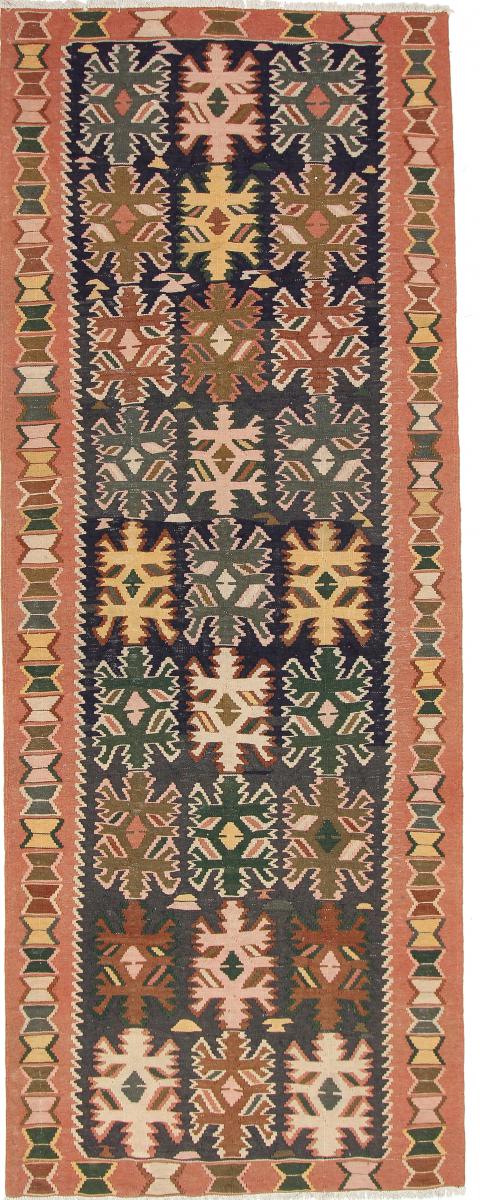Persisk tæppe Kelim Fars Azerbaijan Antikke 363x132 363x132, Persisk tæppe Håndvævet