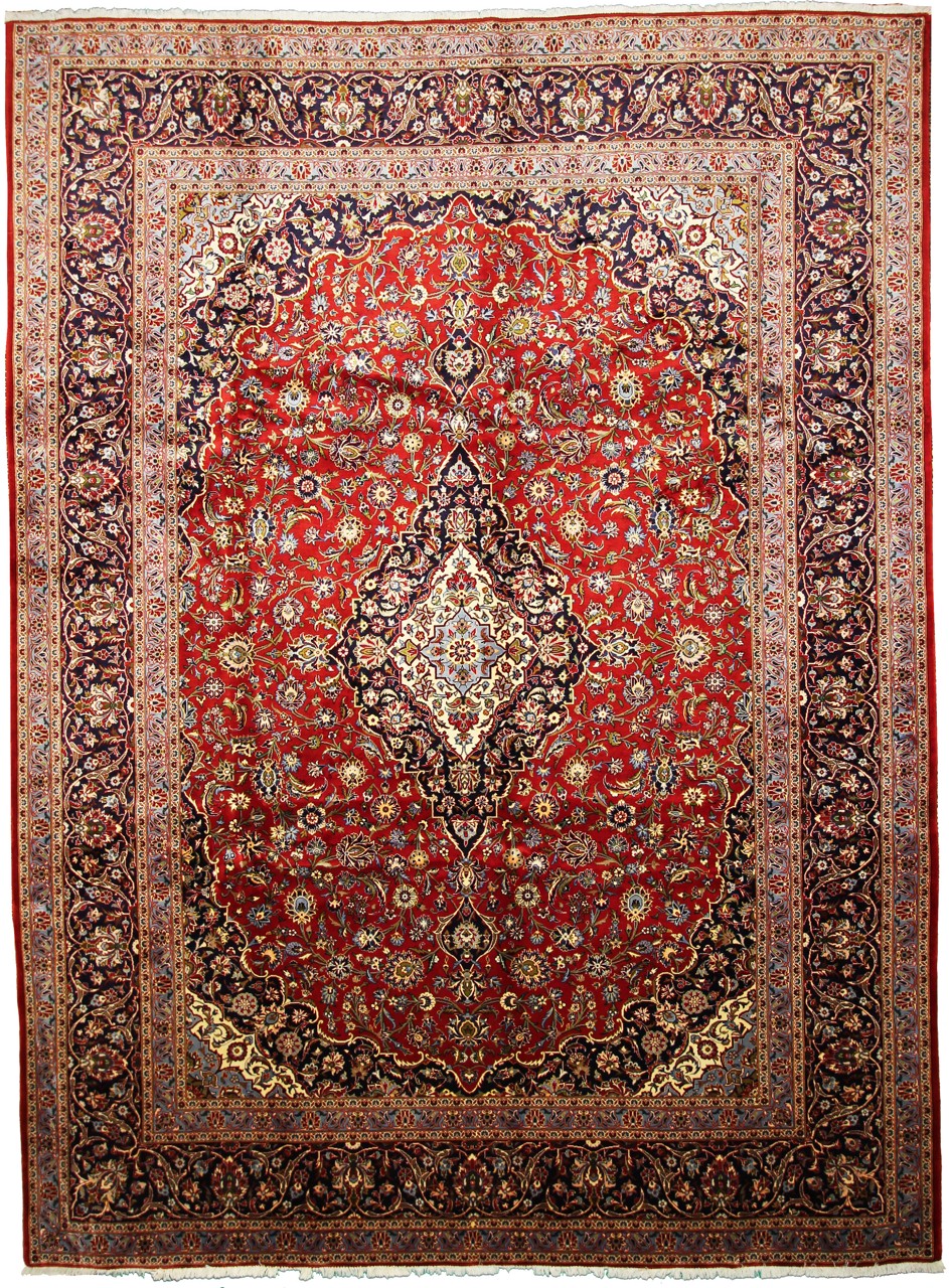 Persian Rug Keshan 13'5"x9'11" 13'5"x9'11", Persian Rug Knotted by hand