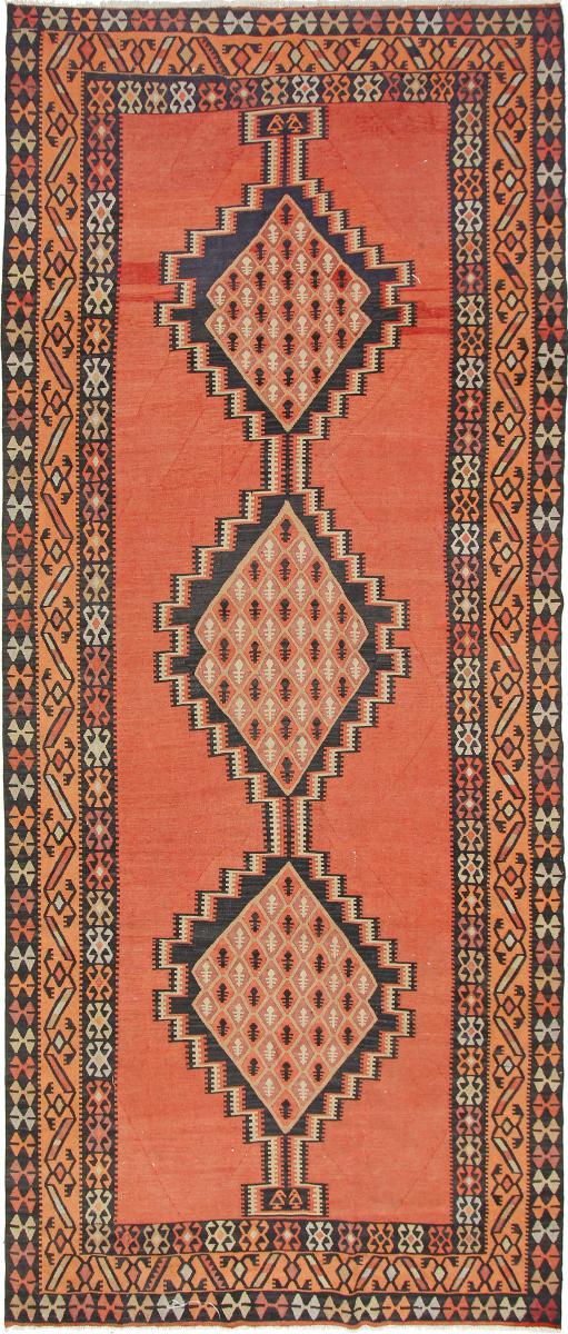 Tapis persan Kilim Fars Azerbaijan Antique 433x155 433x155, Tapis persan Tissé à la main