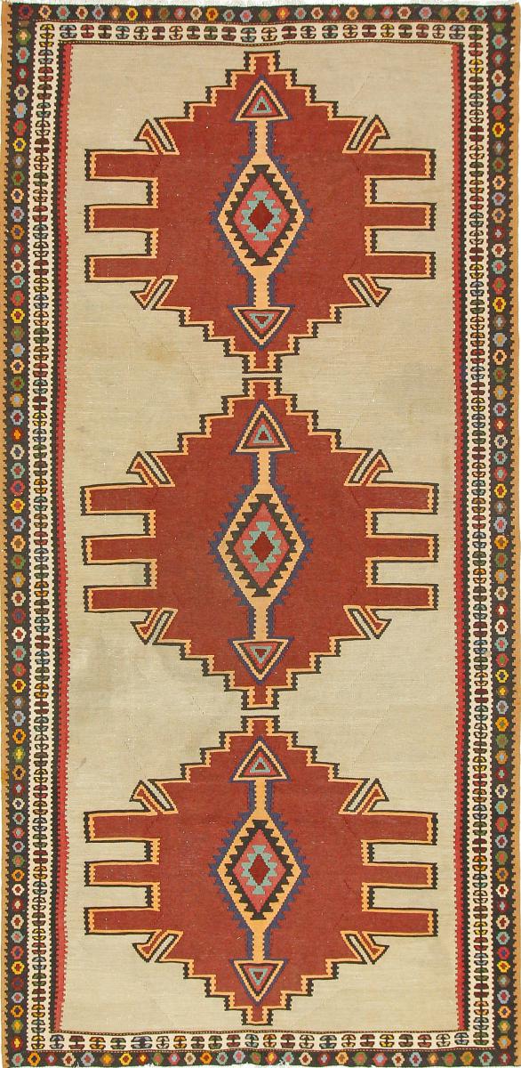 Tapis persan Kilim Fars Azerbaijan Antique 314x150 314x150, Tapis persan Tissé à la main