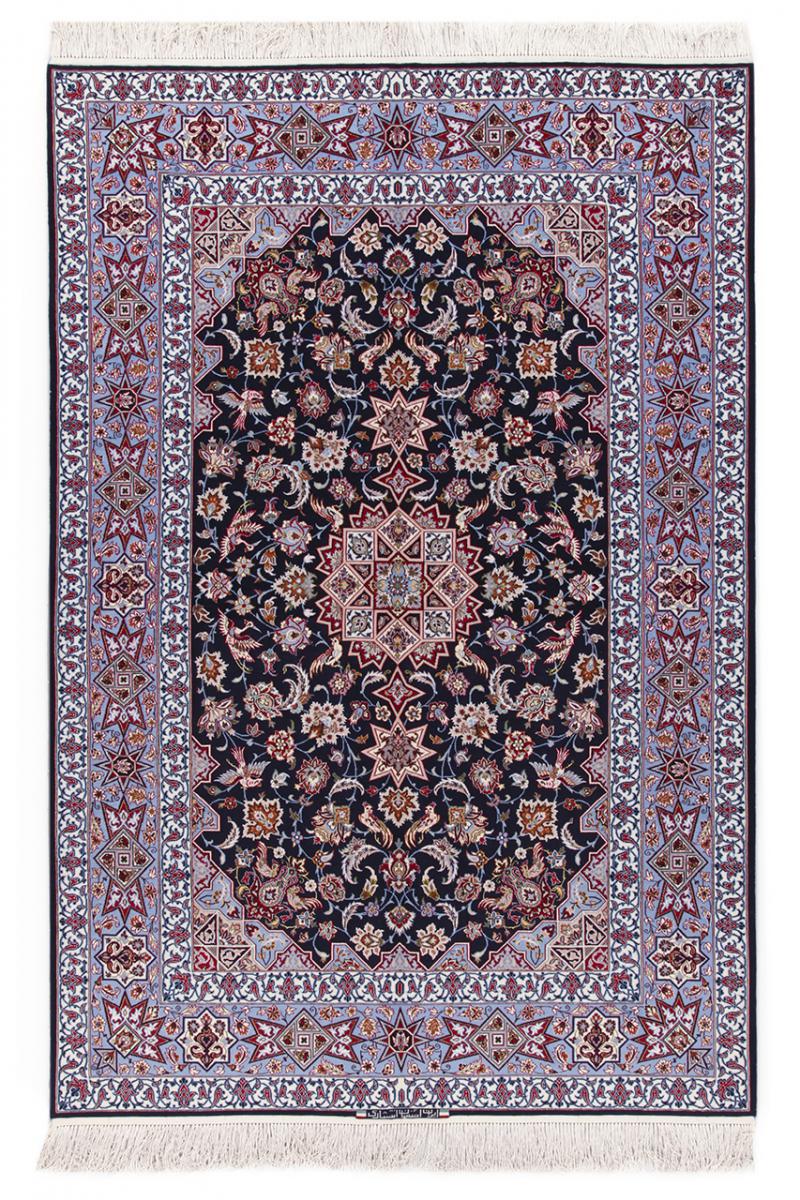 Tapete persa Isfahan Sherkat Fio de Seda 7'7"x5'3" 7'7"x5'3", Tapete persa Atado à mão