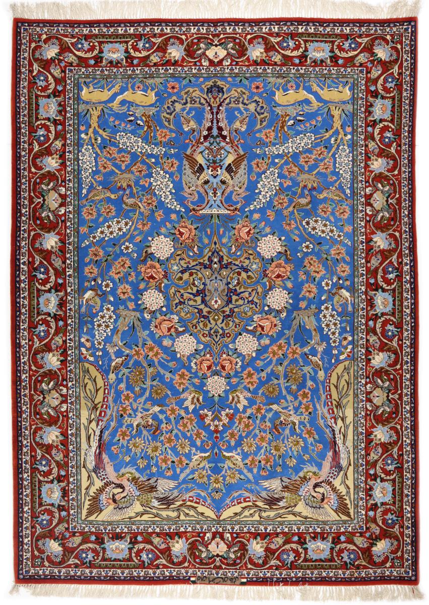 Persian Rug Isfahan Old Silk Warp 7'2"x5'2" 7'2"x5'2", Persian Rug Knotted by hand