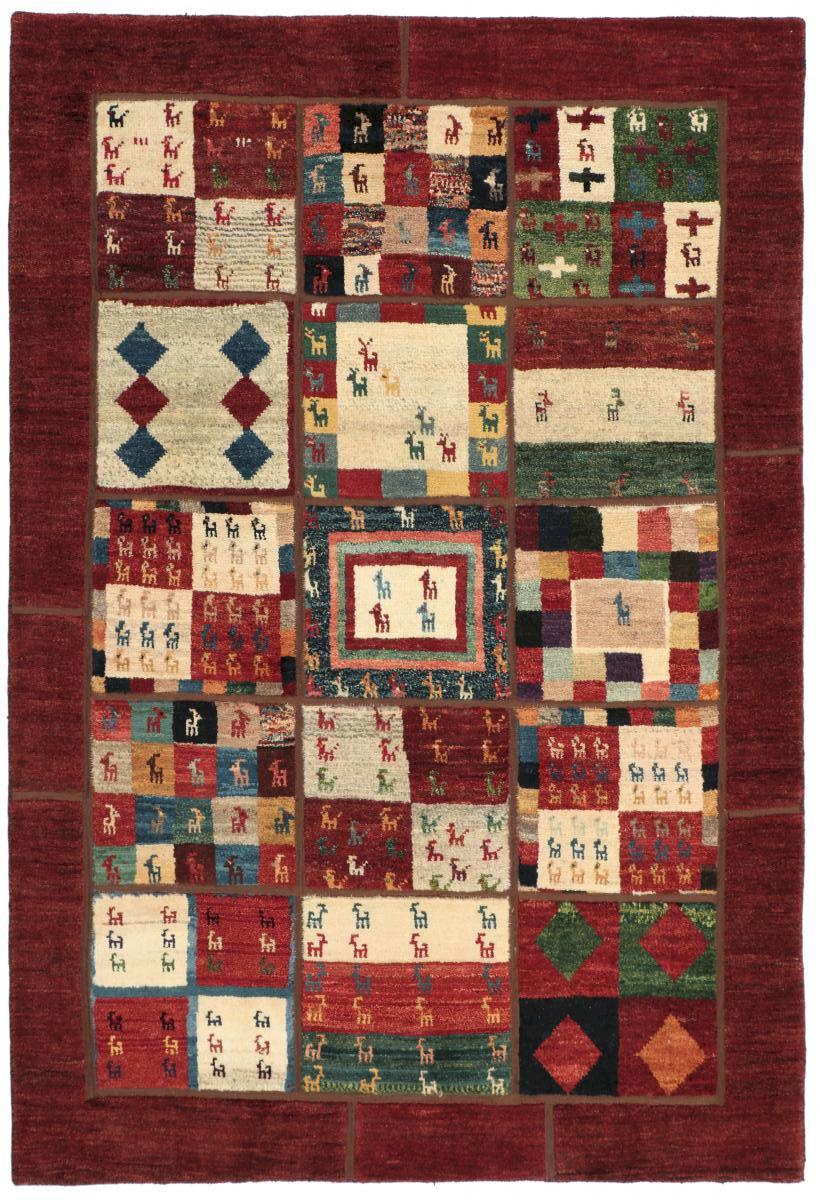 Persisk tæppe Patchwork Gabbeh 209x145 209x145, Persisk tæppe Knyttet i hånden