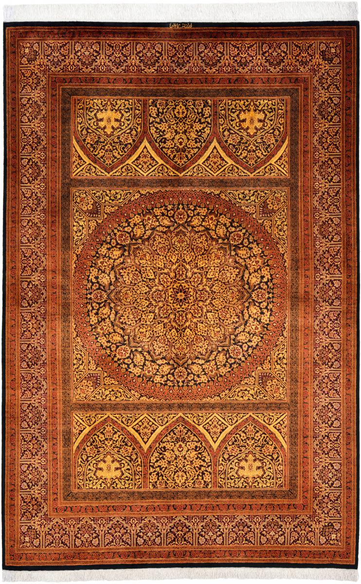 Persialainen matto Ghom Silkki 204x135 204x135, Persialainen matto Solmittu käsin
