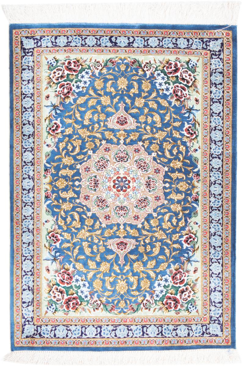 Persian Rug Qum Silk 2'10"x2'0" 2'10"x2'0", Persian Rug Knotted by hand
