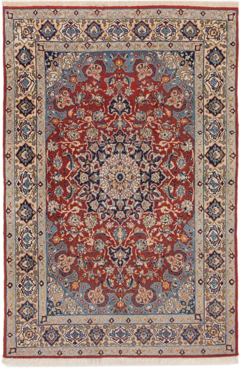Persian Rug Isfahan Silk Warp 5'2"x3'7" 5'2"x3'7", Persian Rug Knotted by hand