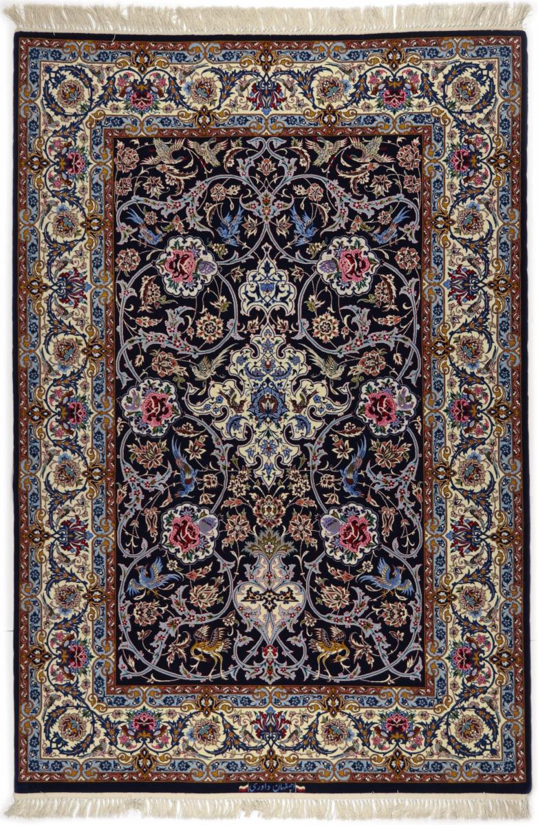 Persian Rug Isfahan Old Silk Warp 6'4"x4'2" 6'4"x4'2", Persian Rug Knotted by hand