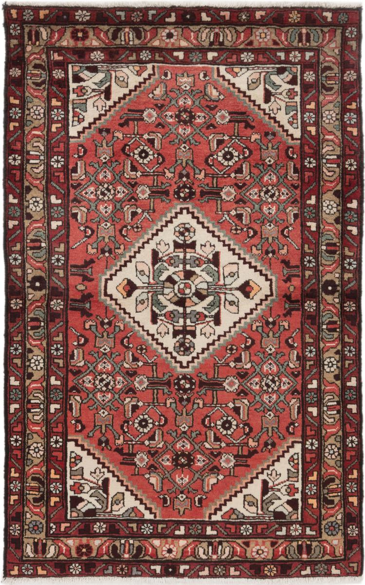 Persian Rug Hamadan 5'3"x3'5" 5'3"x3'5", Persian Rug Knotted by hand
